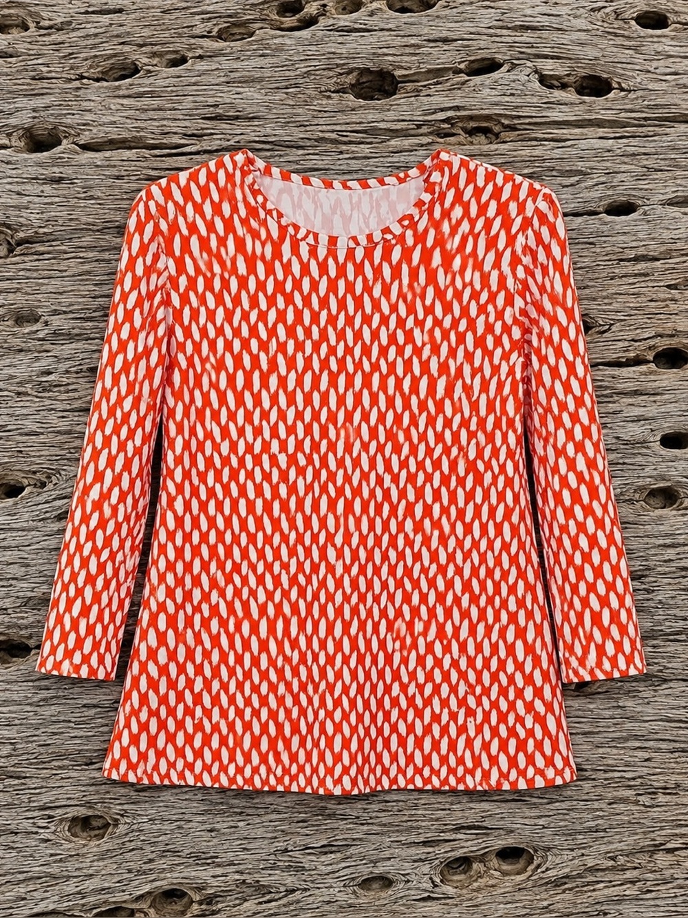 J. McLaughlin Catalina Cloth Orange White Geometric Top Medium UPF